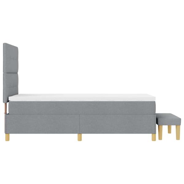 ARDEBO.de - Boxspringbett mit Matratze und Bank Hellgrau 90x200 cm Stoff