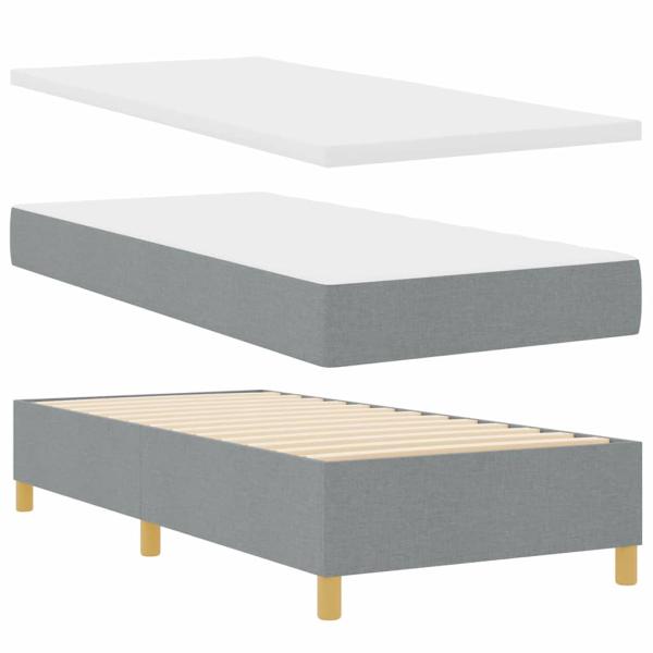 Boxspringbett mit Matratze und Bank Hellgrau 90x200 cm Stoff
