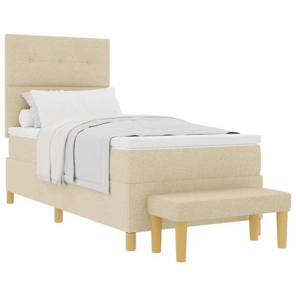 Boxspringbett mit Kopfteil Creme 200 x 90 cm Stoff