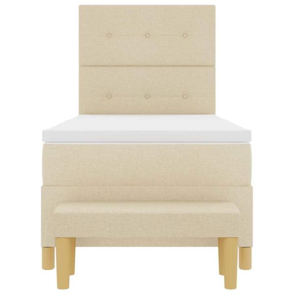 Boxspringbett mit Matratze & Bank Creme 90x200 cm Stoff