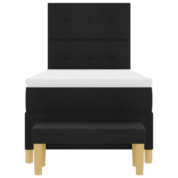 Boxspringbett mit Matratze und Bank Schwarz 100x200 cm Stoff
