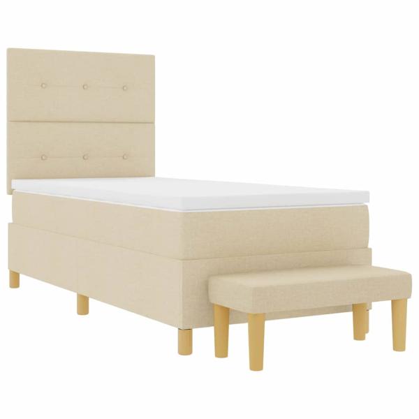 Boxspringbett mit Matratze & Bank Creme 100x200 cm Stoff