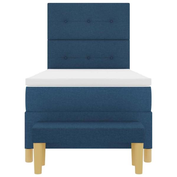 Boxspringbett mit Matratze und Bank Blau 100x200 cm Stoff