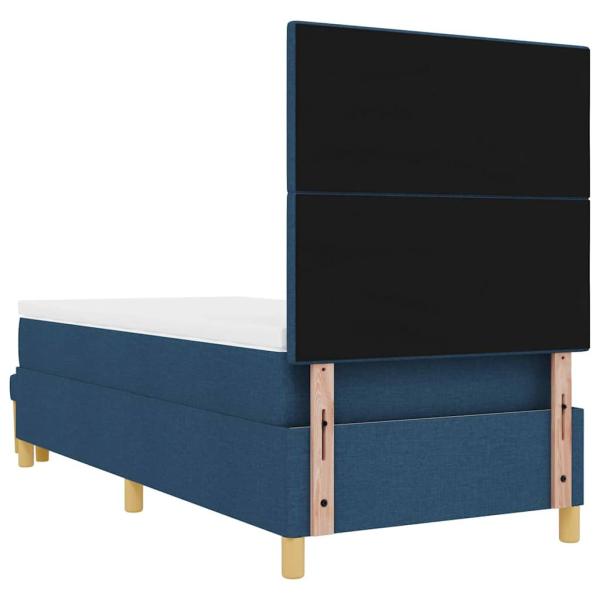 Boxspringbett mit Matratze und Bank Blau 100x200 cm Stoff