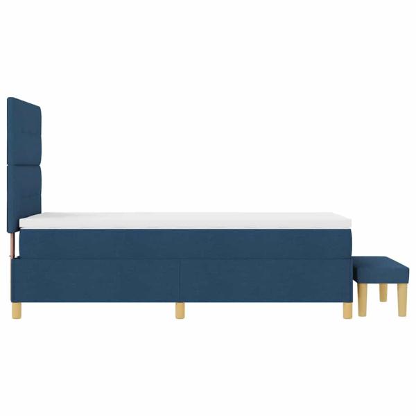 Boxspringbett mit Matratze und Bank Blau 100x200 cm Stoff