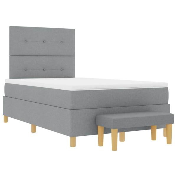 Boxspringbett mit Matratze und Bank Hellgrau 120x200 cm Stoff