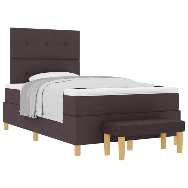 Boxspringbett mit Matratze & Bank Dunkelbraun 120x200 cm Stoff