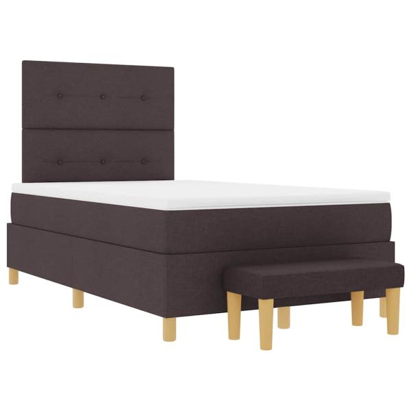 Boxspringbett mit Matratze & Bank Dunkelbraun 120x200 cm Stoff