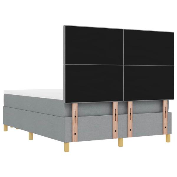 Boxspringbett mit Matratze und Bank Hellgrau 140x190 cm Stoff