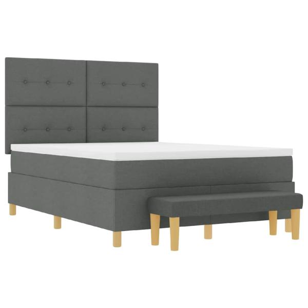 Boxspringbett mit Matratze und Bank Dunkelgrau 140x190 cm Stoff
