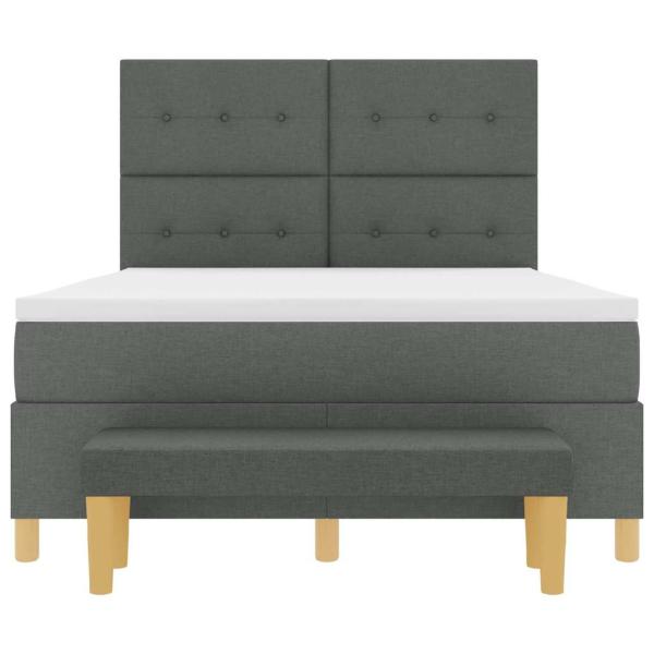 Boxspringbett mit Matratze und Bank Dunkelgrau 140x190 cm Stoff