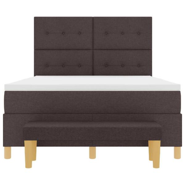 Boxspringbett mit Matratze & Bank Dunkelbraun 140x200 cm Stoff
