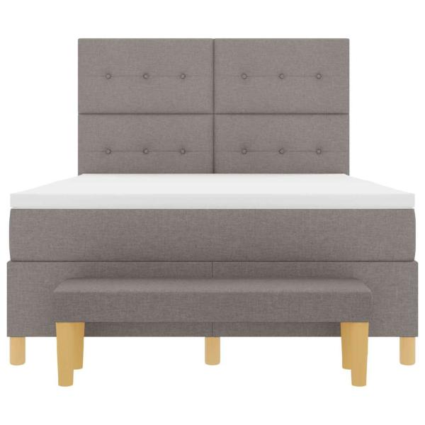 Boxspringbett mit Matratze & Bank Taupe 140x200 cm Stoff