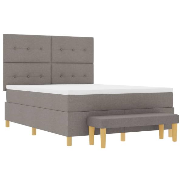 Boxspringbett mit Matratze & Bank Taupe 140x200 cm Stoff