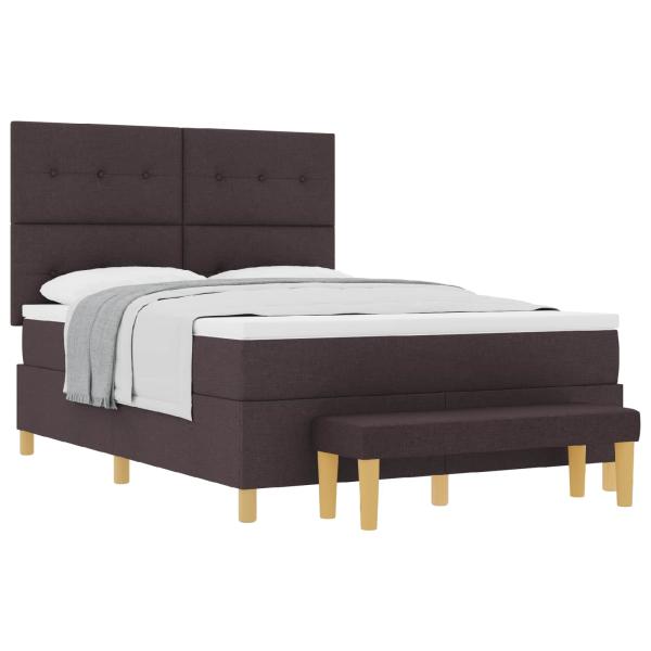 Boxspringbett mit Matratze & Bank Dunkelbraun 160x200 cm Stoff
