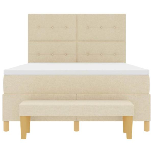Boxspringbett mit Matratze & Bank Creme 160x200 cm Stoff