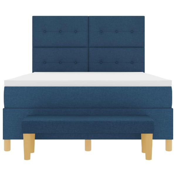 Boxspringbett mit Matratze und Bank Blau 160x200 cm Stoff