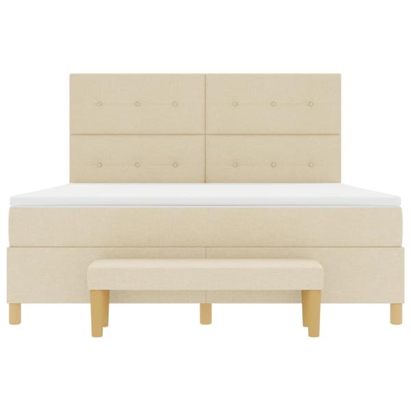 Boxspringbett mit Matratze und Bank Creme 180x200 cm Stoff