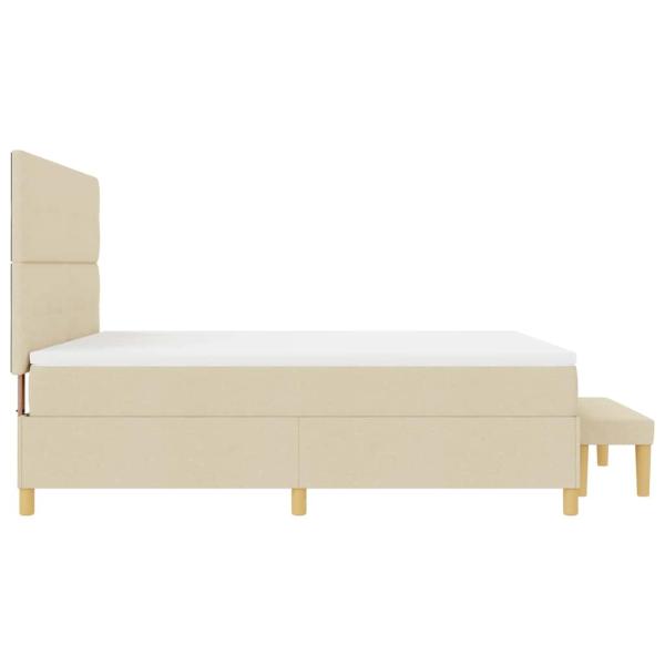 Boxspringbett mit Matratze und Bank Creme 180x200 cm Stoff