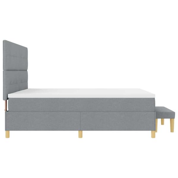 Boxspringbett mit Matratze & Bank Hellgrau 200x200 cm Stoff
