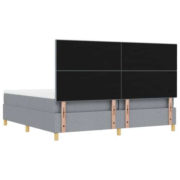 Boxspringbett mit Matratze & Bank Hellgrau 200x200 cm Stoff