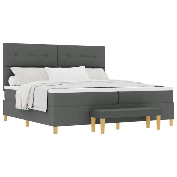 Boxspringbett mit Matratze & Bank Dunkelgrau 200x200 cm Stoff
