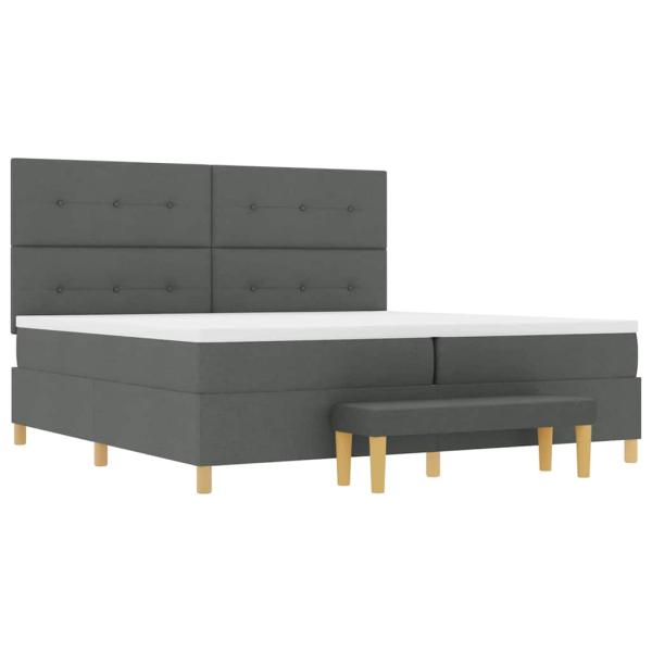 Boxspringbett mit Matratze & Bank Dunkelgrau 200x200 cm Stoff