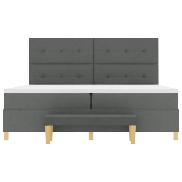 Boxspringbett mit Matratze & Bank Dunkelgrau 200x200 cm Stoff