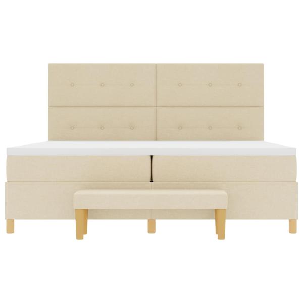 Boxspringbett mit Matratze & Bank Creme 200x200 cm Stoff