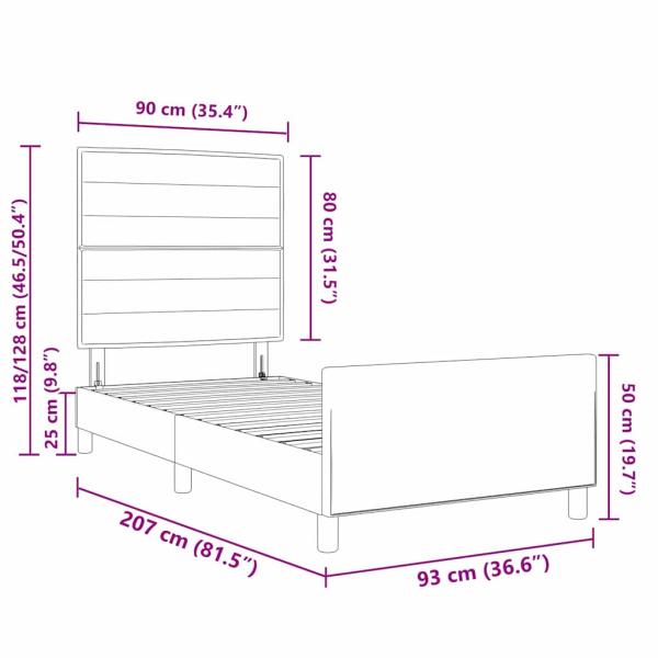 Bettgestell Hellgrau 90x200 cm Stoff