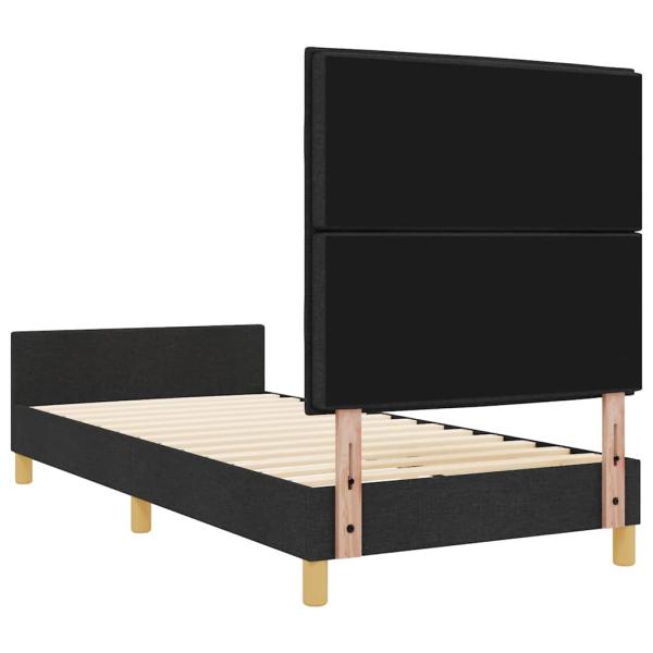 Bettgestell mit Kopfteil Schwarz 90 x 200 cm Stoff