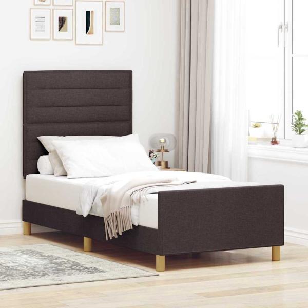 ARDEBO.de - Bettgestell mit Kopfteil Dunkelbraun 100 x 200 cm Stoff