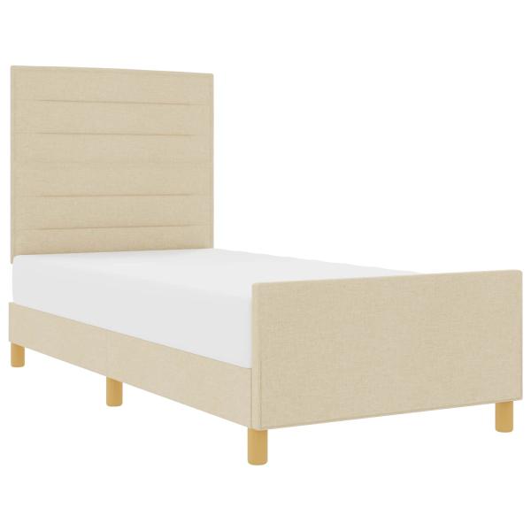 Creme Bettgestell 100x200 cm Stoff
