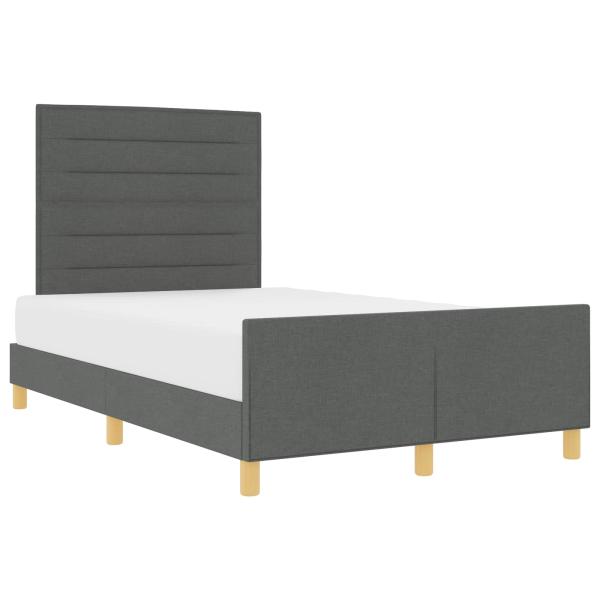 Bettgestell mit Kopfteil Dunkelgrau 120 x 190 cm Stoff