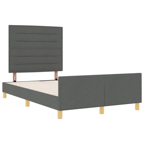 Bettgestell mit Kopfteil Dunkelgrau 120 x 190 cm Stoff