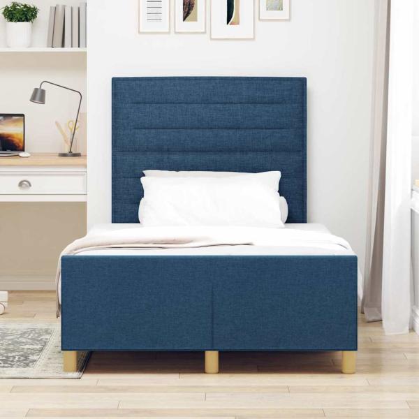 Bettgestell Blau Stoff 120 x 190 cm Bettgestell Rechteckig
