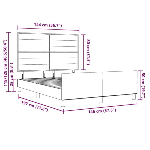 Bettgestell mit Kopfteil Hellgrau 140 x 190 cm Stoff