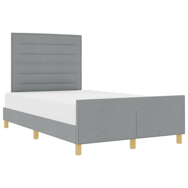 Bettgestell mit Kopfteil Hellgrau 140 x 190 cm Stoff