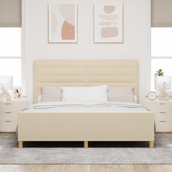 Bettgestell in Creme - 180x200 cm Stoff
