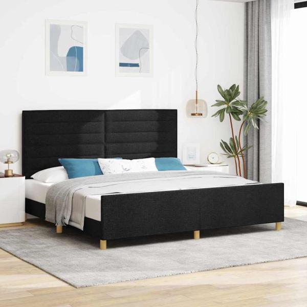 ARDEBO.de - Schwarzes Stoffbettgestell 200x200 cm