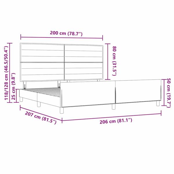 Bettgestell Taupe 200x200 cm aus Stoff