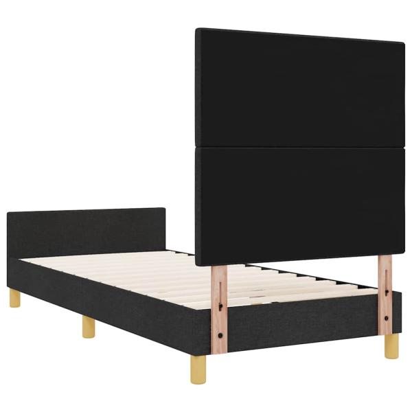 schwarzes Stoffbettgestell 90x190 cm