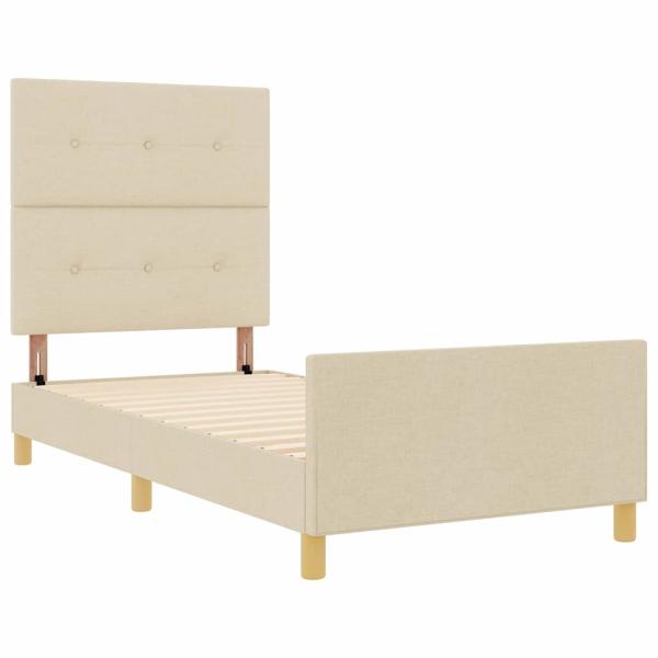Bettgestell mit Kopfteil Creme 90 x 190 cm Stoff