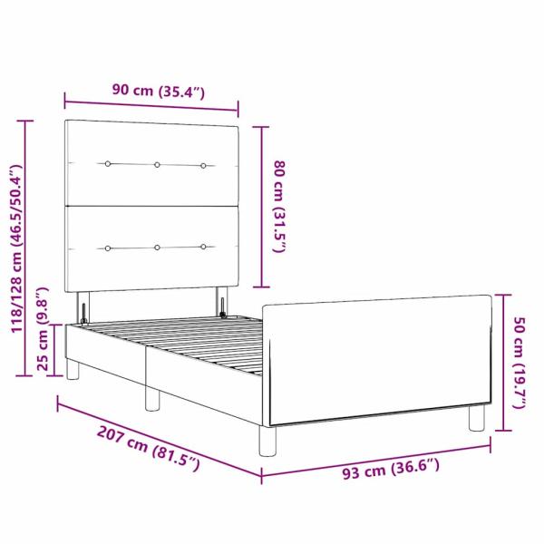 Bettgestell Dunkelbraun 90x200 cm Stoff