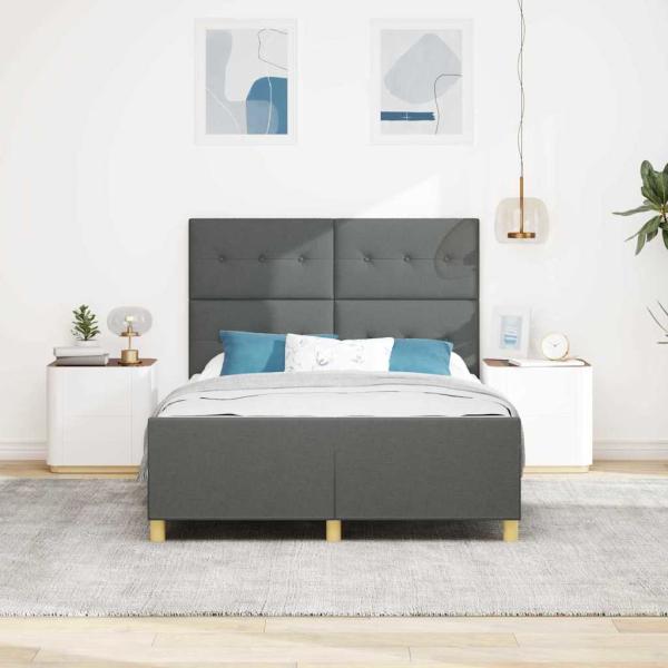 Bettgestell Dunkelgrau 140x190 cm Stoff