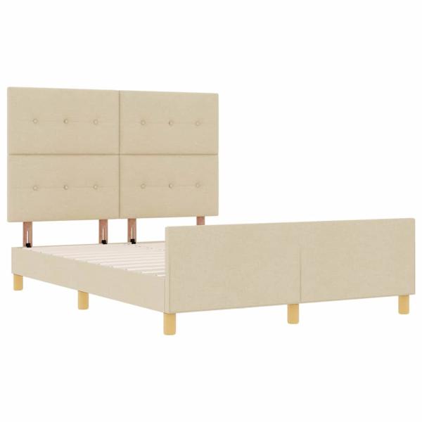 Bettgestell mit Kopfteil Creme 140 x 190 cm Stoff