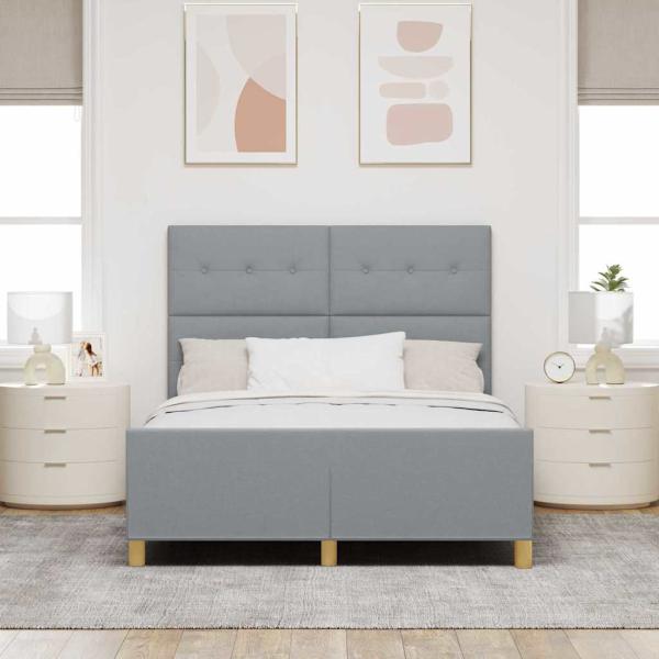 Bettgestell mit Kopfteil Hellgrau 140 x 200 cm Stoff