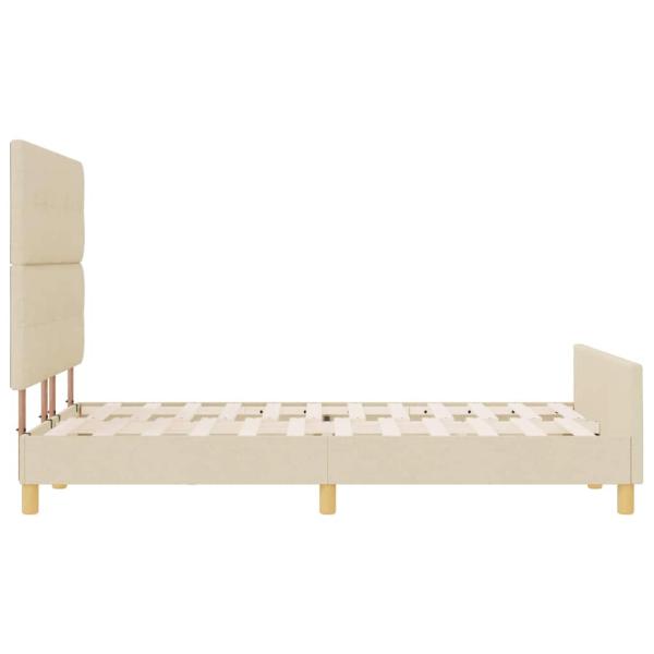 Bettgestell mit Kopfteil Creme 140 x 200 cm Stoff