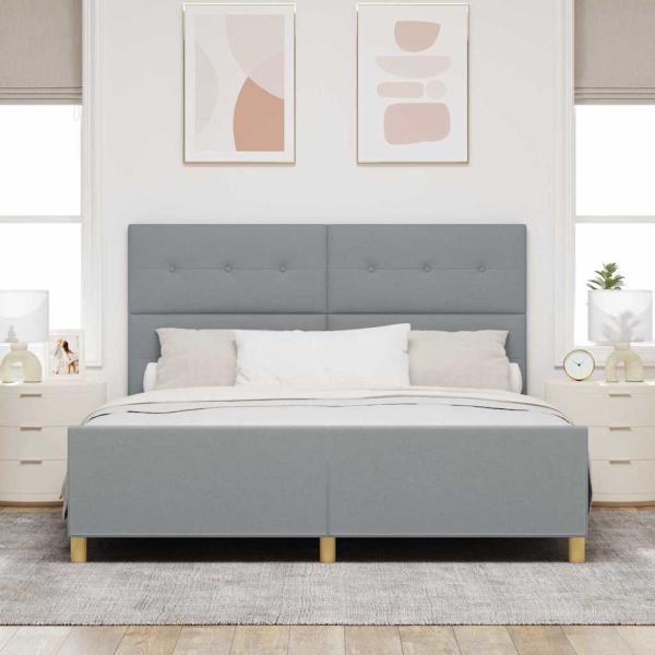 Bettgestell mit Kopfteil Hellgrau 180 x 200 cm Stoff