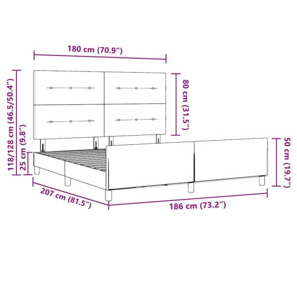 Bettgestell Schwarz 180x200 cm Stoff